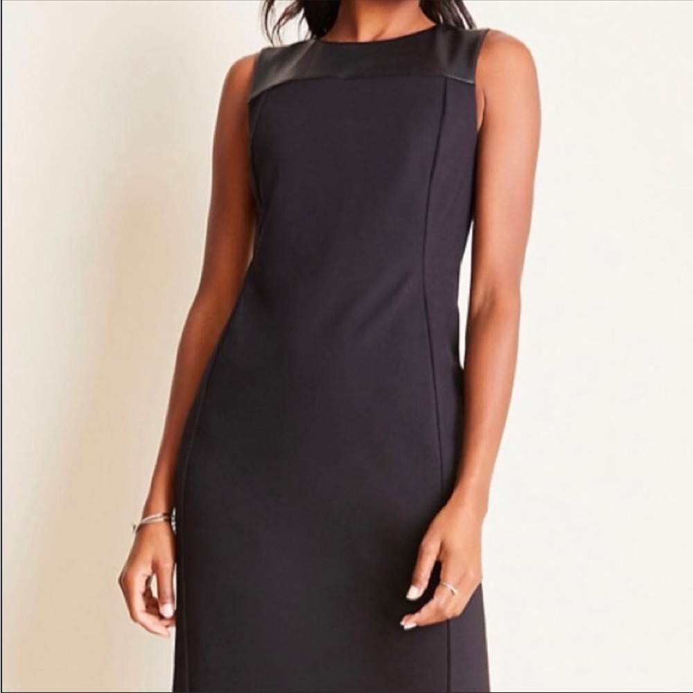 Anne Taylor Loft Sheath Dress with Leather Top (petite)